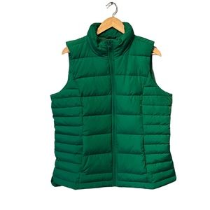 Lands End green down puffer Vest LT